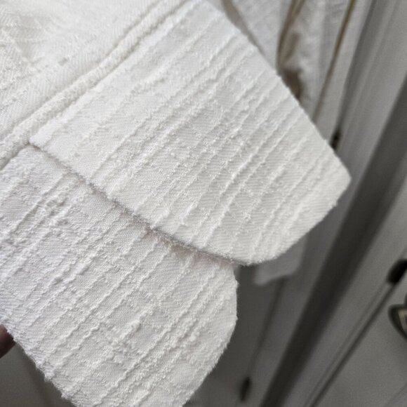 Calvin Tran‎ Cardigan M White Textured Open Front Long Waterfall Avant-garde - Picture 9 of 15